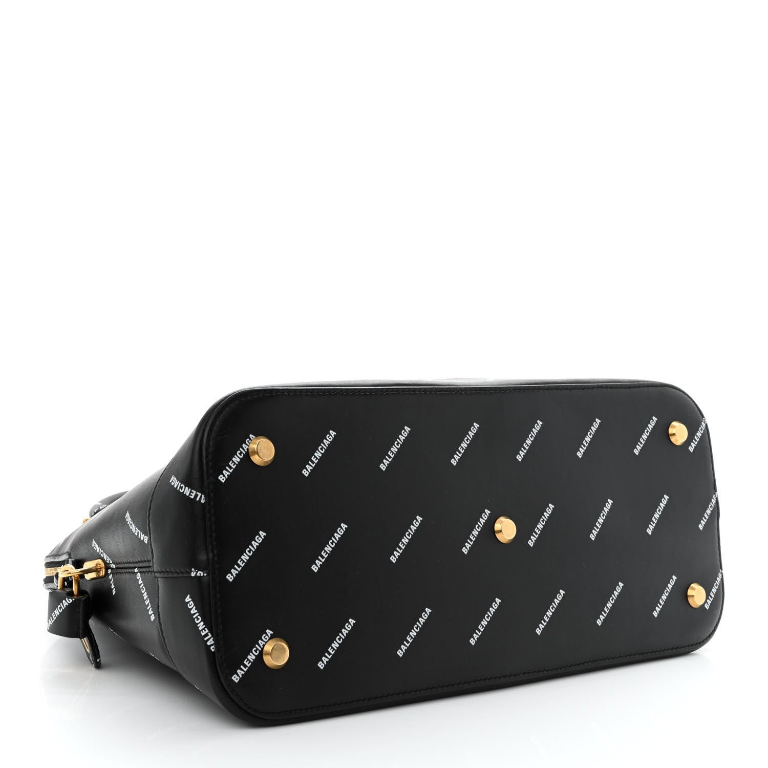 Balenciaga Calfskin Allover Logo M Ville Top Handle Bag Black 4 of 15