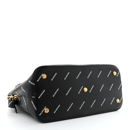 Balenciaga Calfskin Allover Logo M Ville Top Handle Bag Black 4 of 15