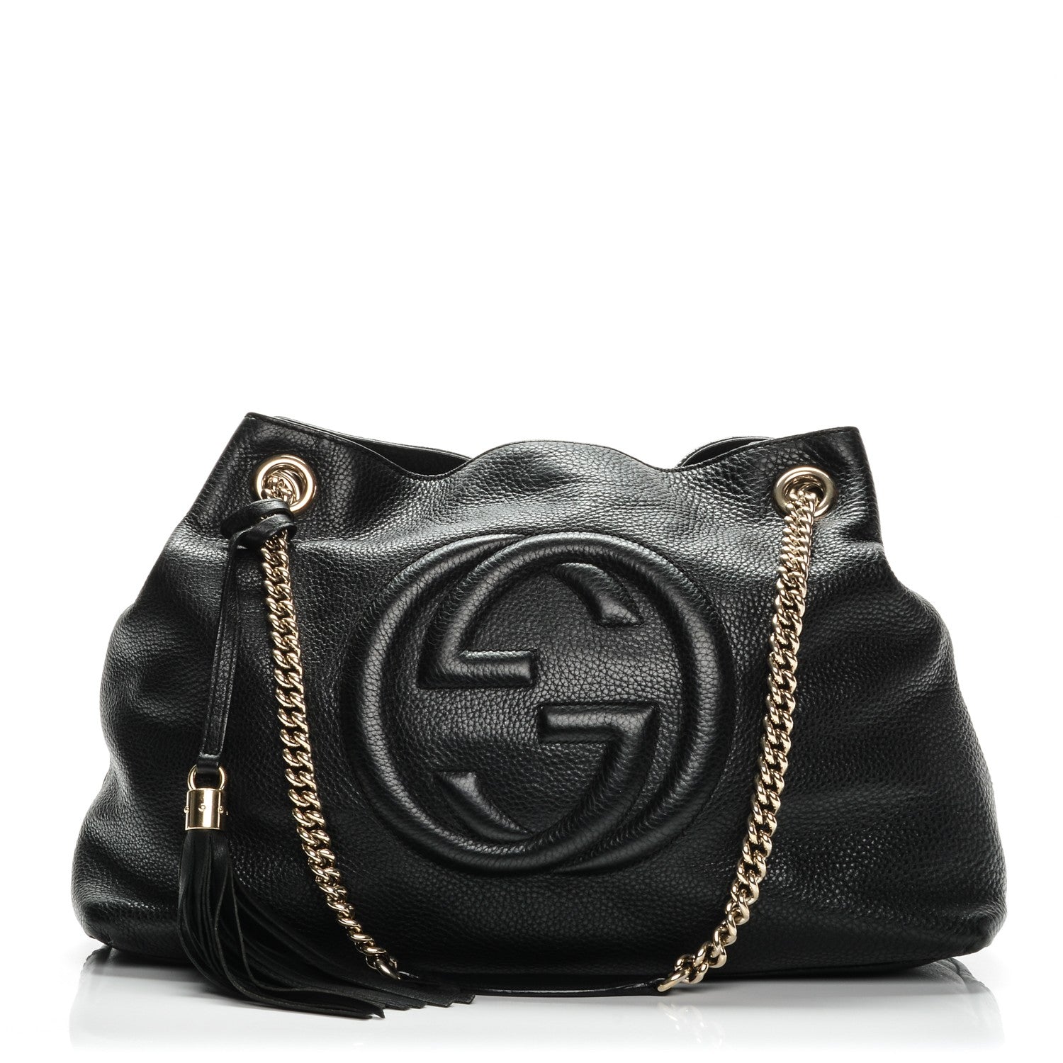 Gucci Pebbled Calfskin Medium Soho Chain Shoulder Bag Black 1 of 8