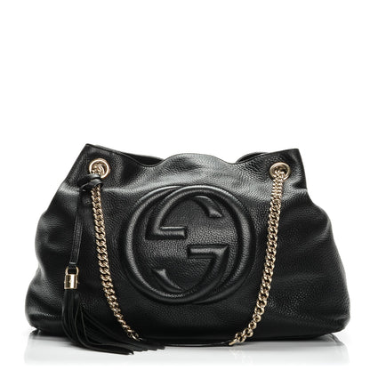 Gucci Pebbled Calfskin Medium Soho Chain Shoulder Bag Black 1 of 8