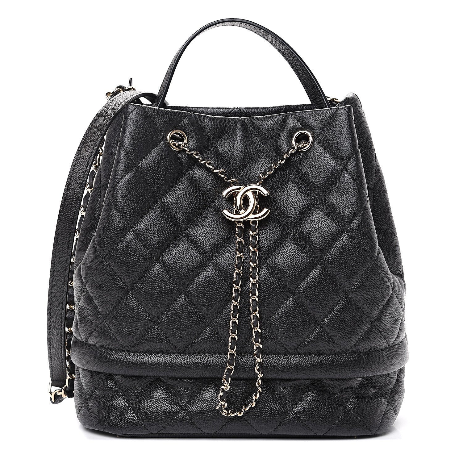 Chanel Caviar Quilted Large Rolled Up Bucket Drawstring Bag Black 1 of 9