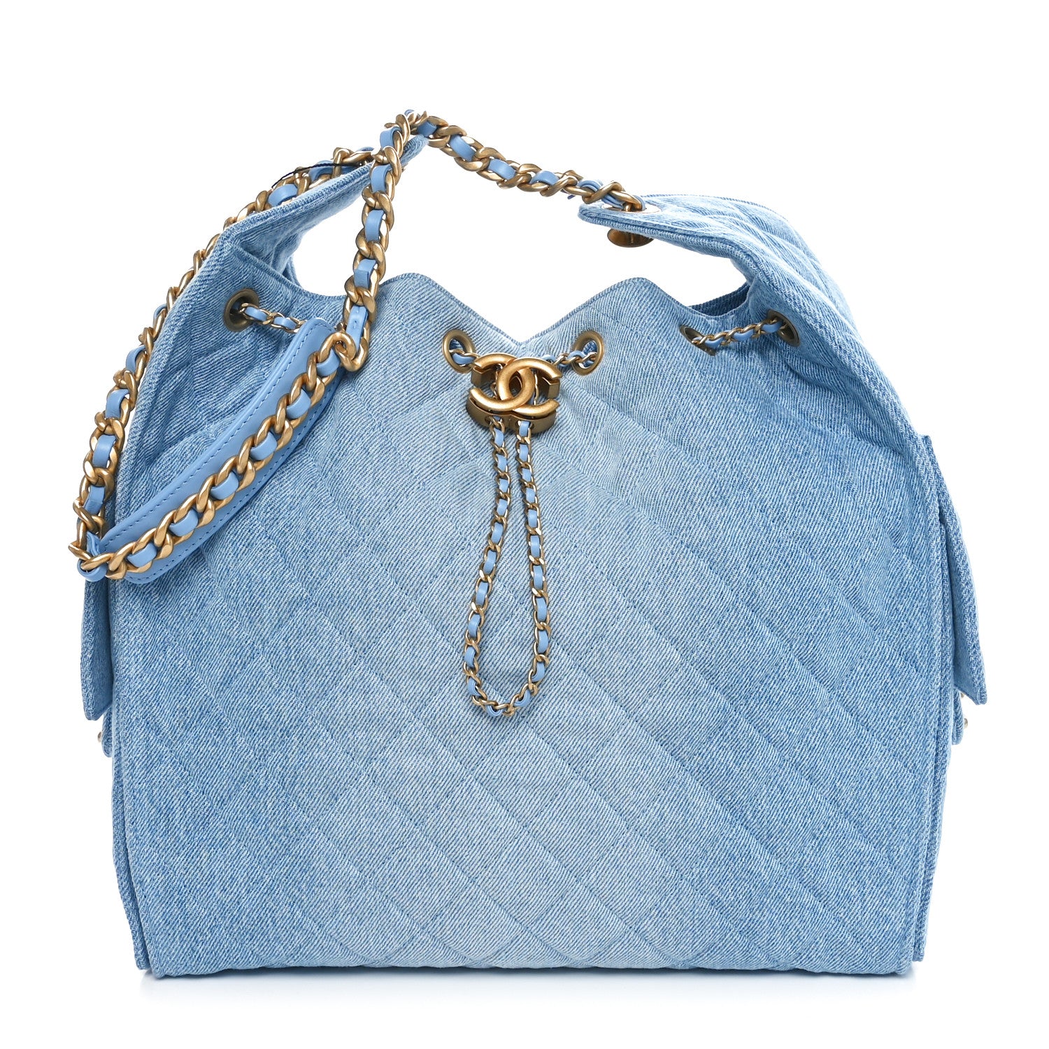 Chanel Washed Denim Quilted Medium Chanel 25 Handbag Blue 1 of 12