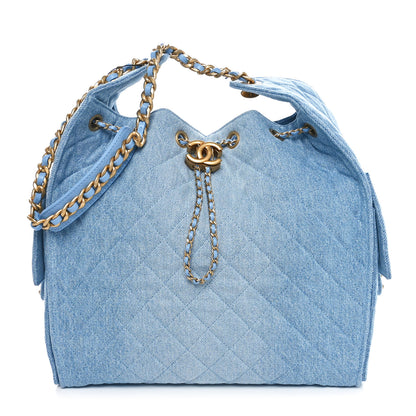 Chanel Washed Denim Quilted Medium Chanel 25 Handbag Blue 1 of 12