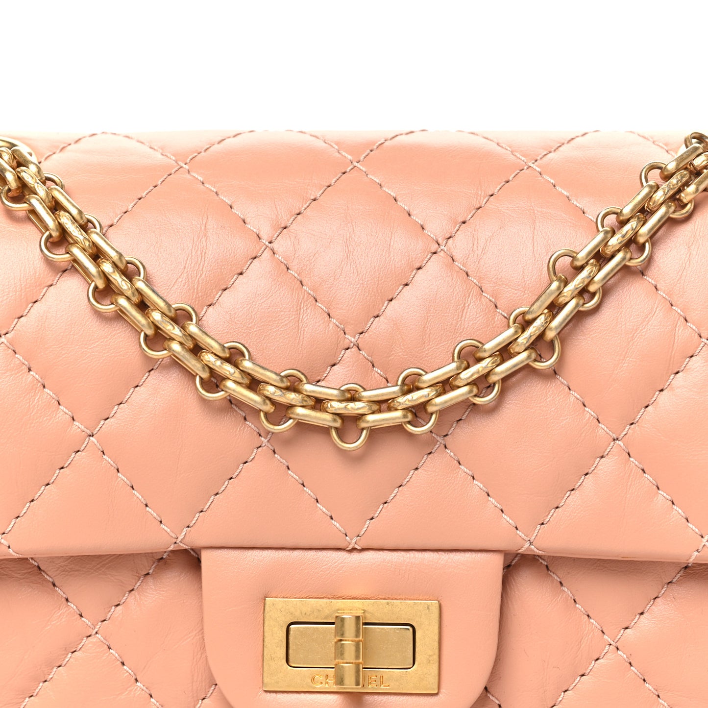 Aged Calfskin Quilted 2.55 Reissue Mini Flap Beige