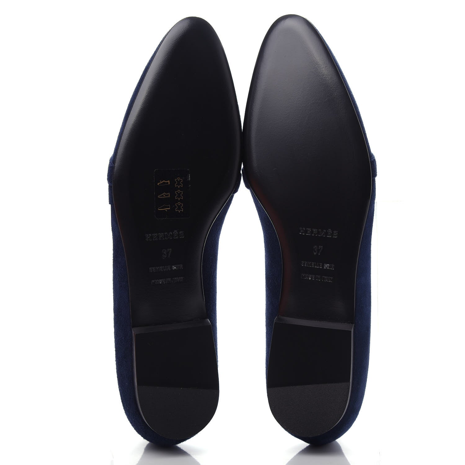 Hermes Velvet Goatskin Pegase Ballerina Flats 37 Marine 6 of 10