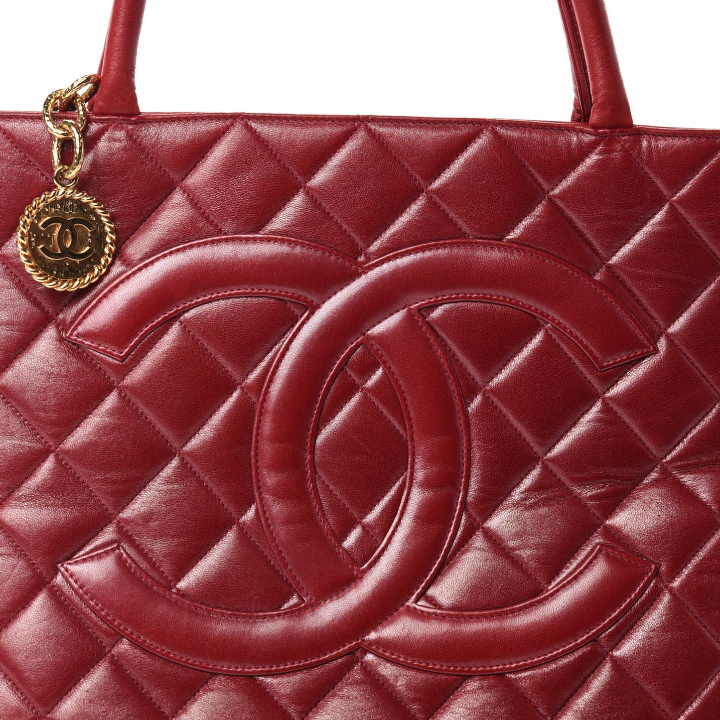 Lambskin Quilted Medallion Tote Red