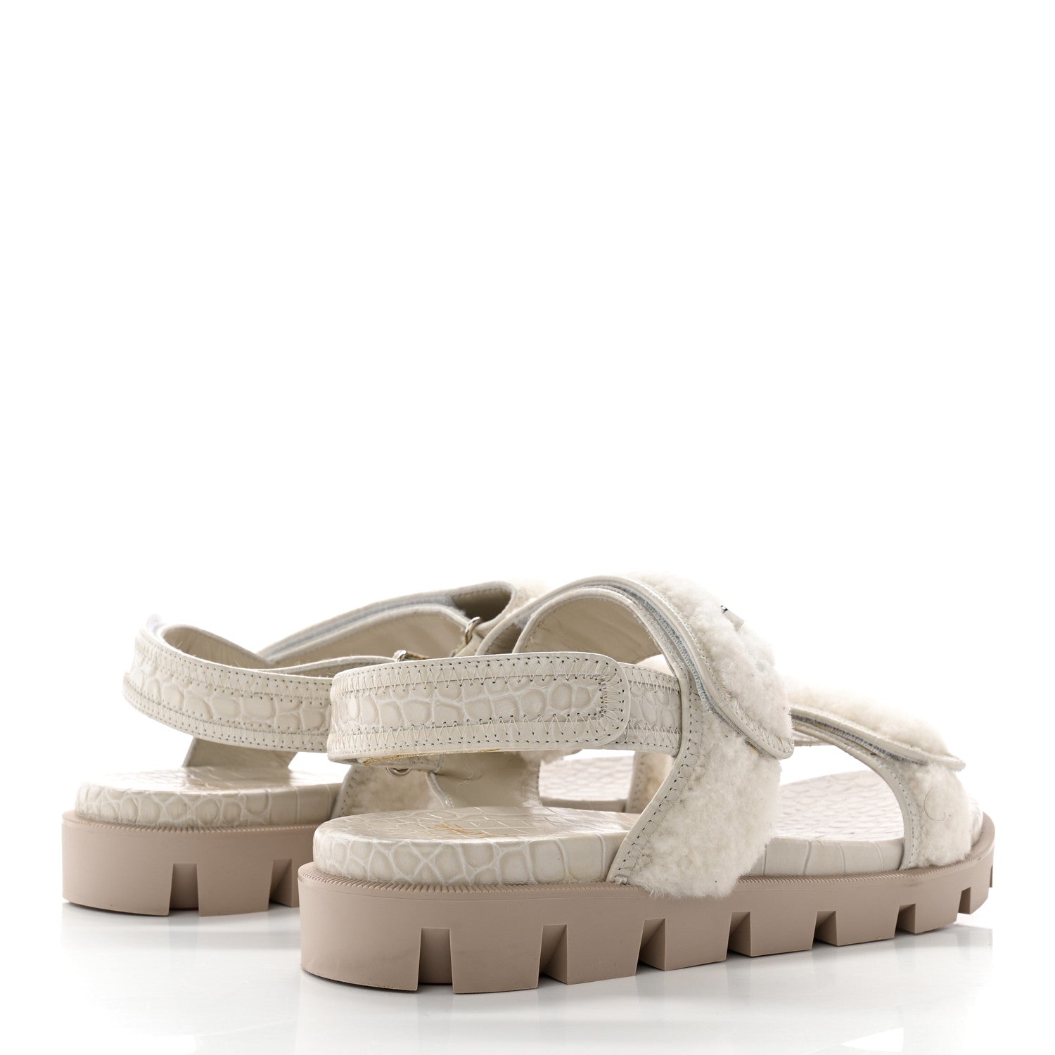 Christian Louboutin Shearling Lock Sandals 40.5 White 4 of 16