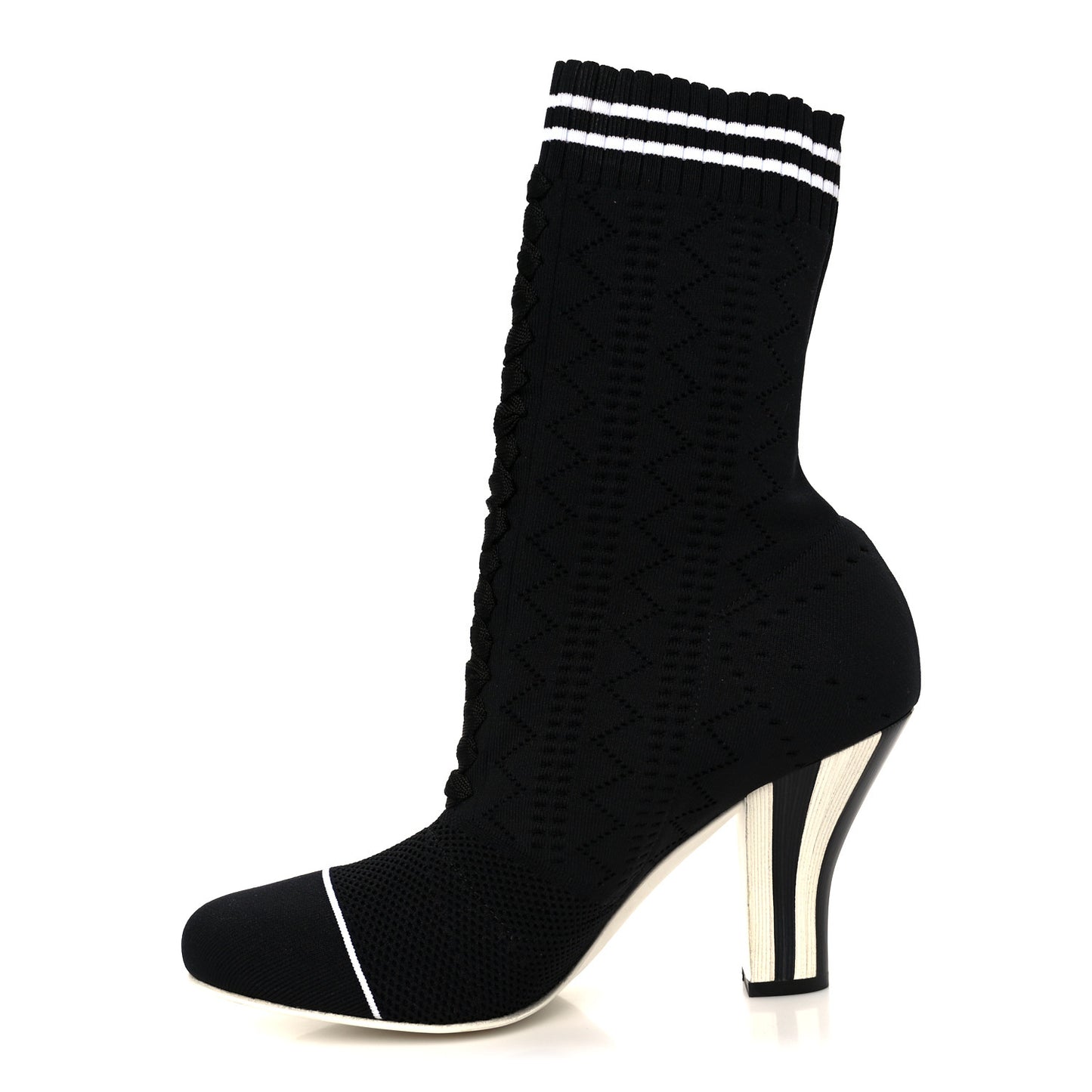 Stretch Fabric Openwork Rockoko 105mm Sock Boots  40 Black White