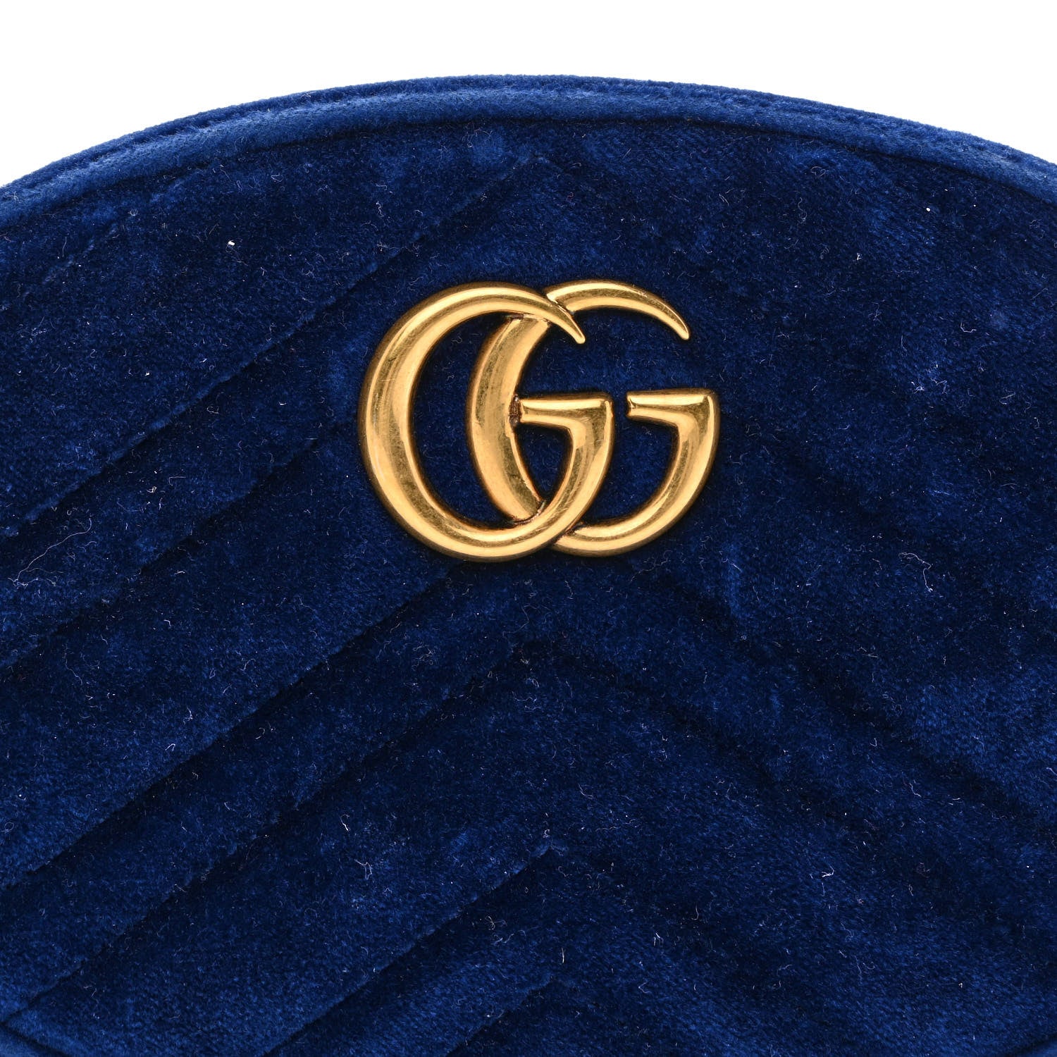 Gucci Velvet Matelasse GG Marmont Belt Bag 85 34 Cobalt Blue 9 of 11