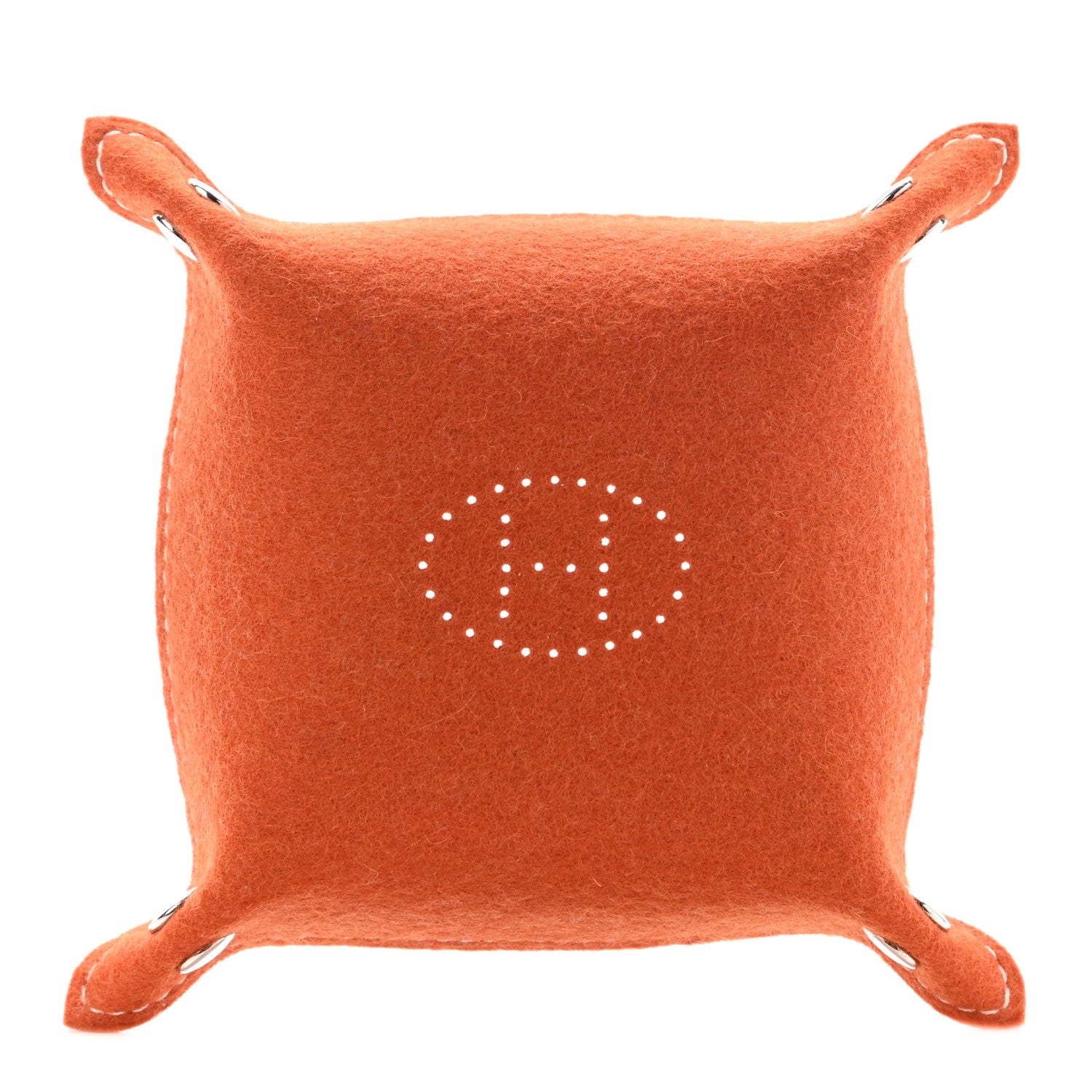 Hermes Taurillon Clemence Felt Bridge Mises et Relances Change Tray Orange Rouge H 1 of 5