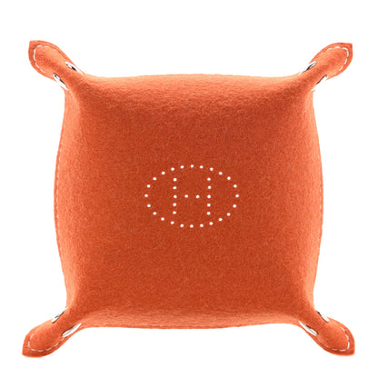 Hermes Taurillon Clemence Felt Bridge Mises et Relances Change Tray Orange Rouge H 1 of 5