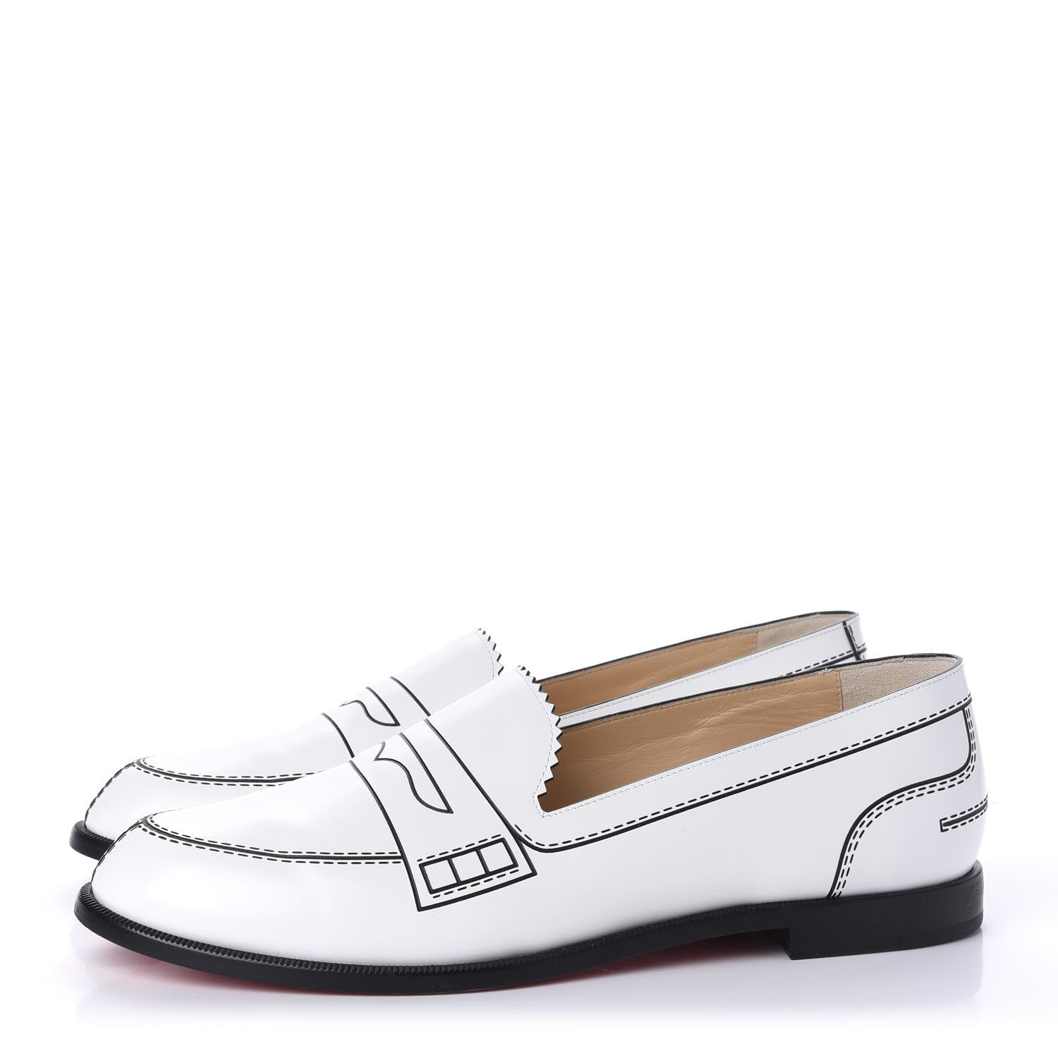 Christian Louboutin Calfskin Women Mocalaureat Tromp L'oeil Loafers 38.5 White 3 of 9