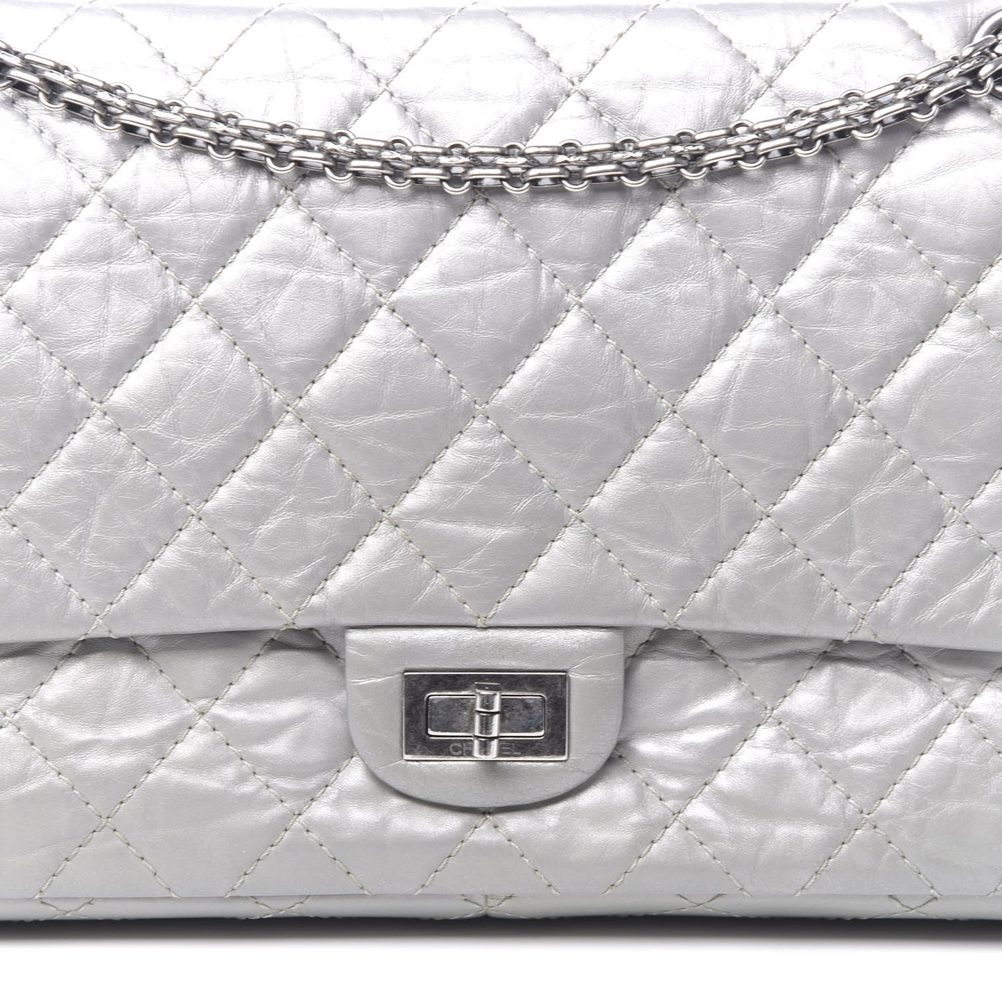 Metallic Aged Calfskin Quilted 2.55 Reissue 226 Flap Silver