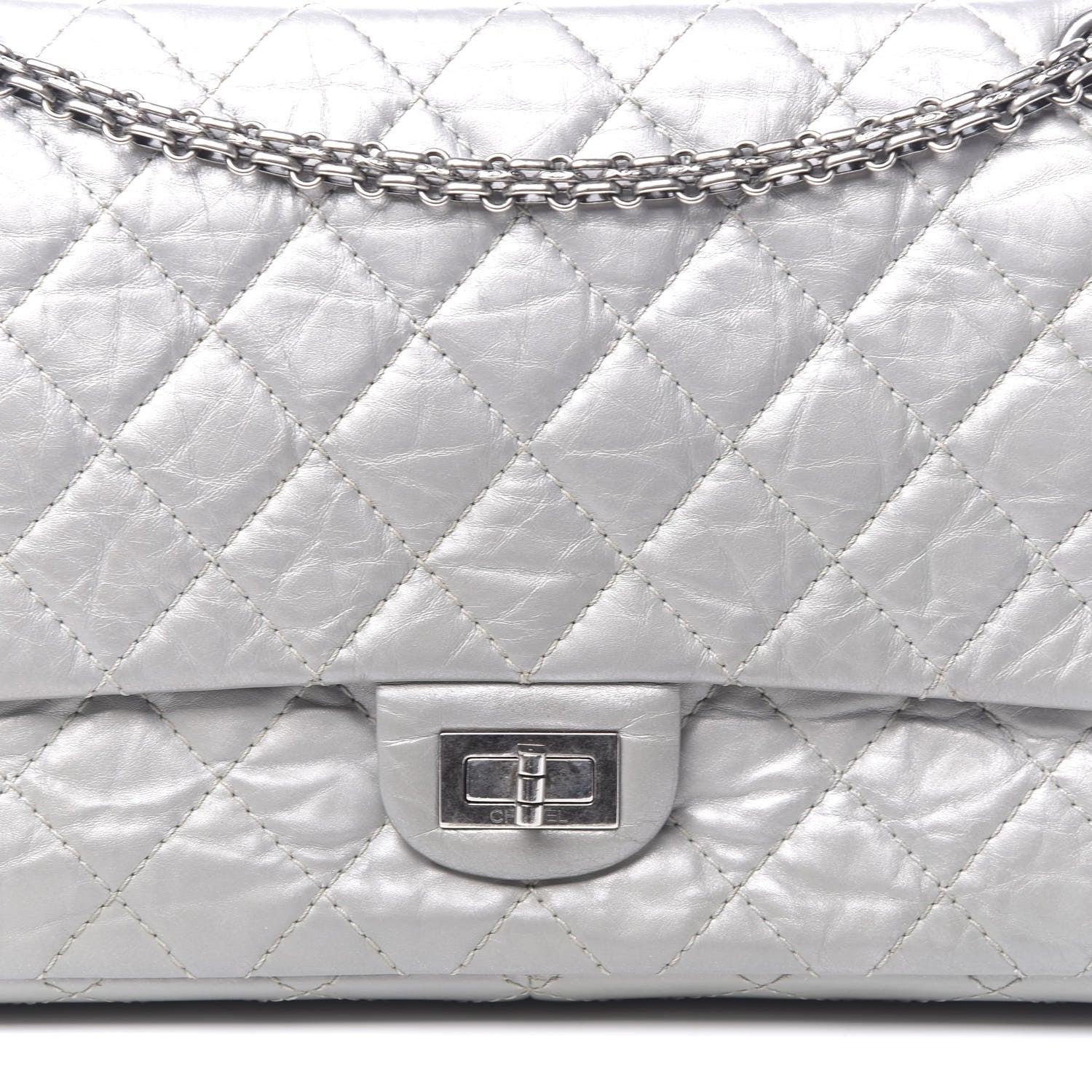 Chanel Metallic Aged Calfskin Quilted 2.55 Reissue 226 Flap Silver 12 of 13