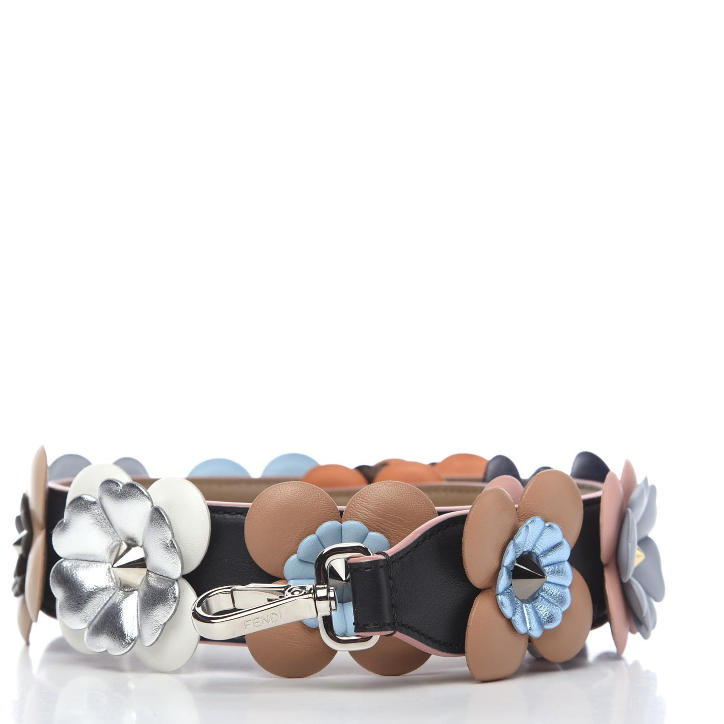 Vitello Dolce Flowerland Bi-Color Studded Strap You Black Sand Multicolor