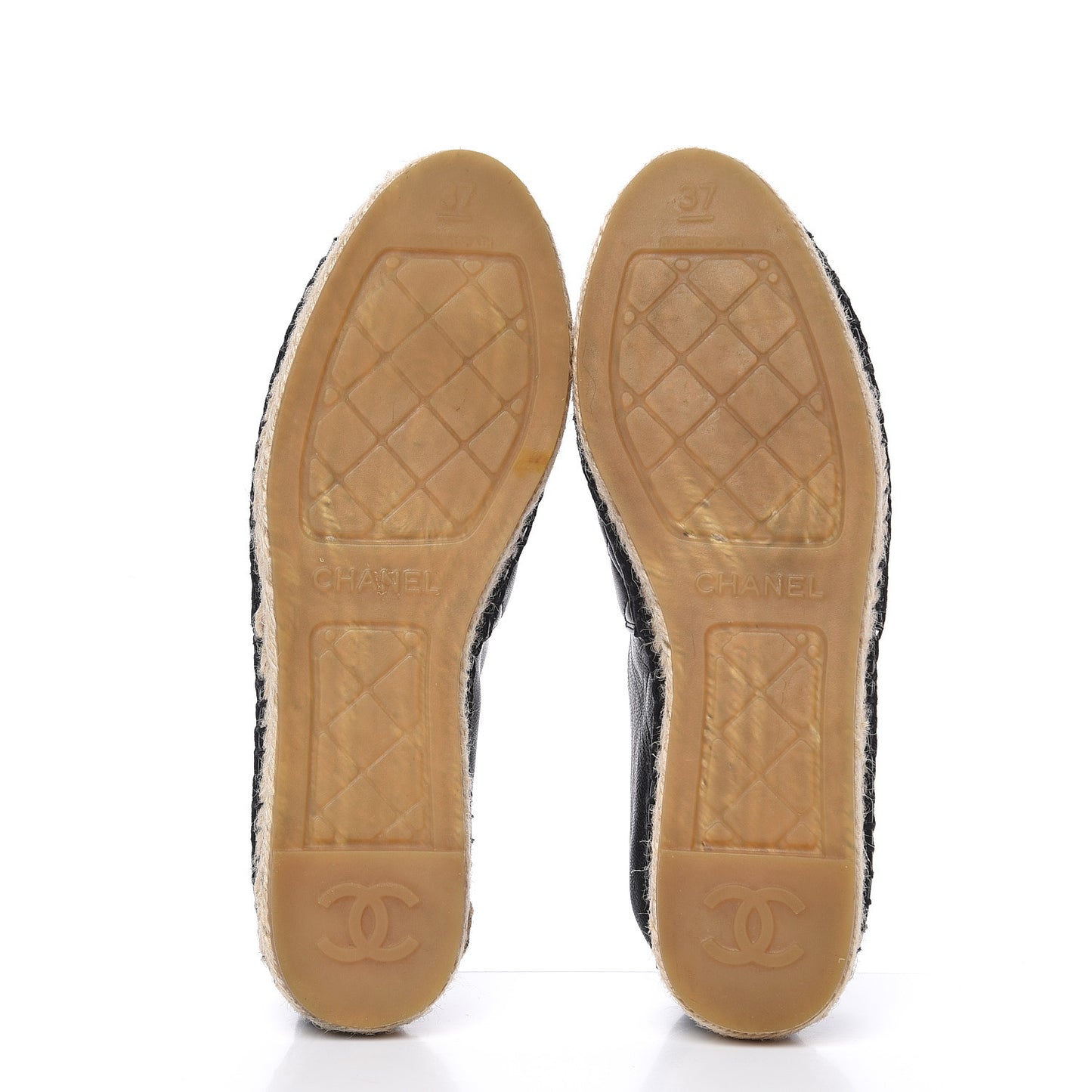 Lambskin Quilted CC Espadrilles 37 Black