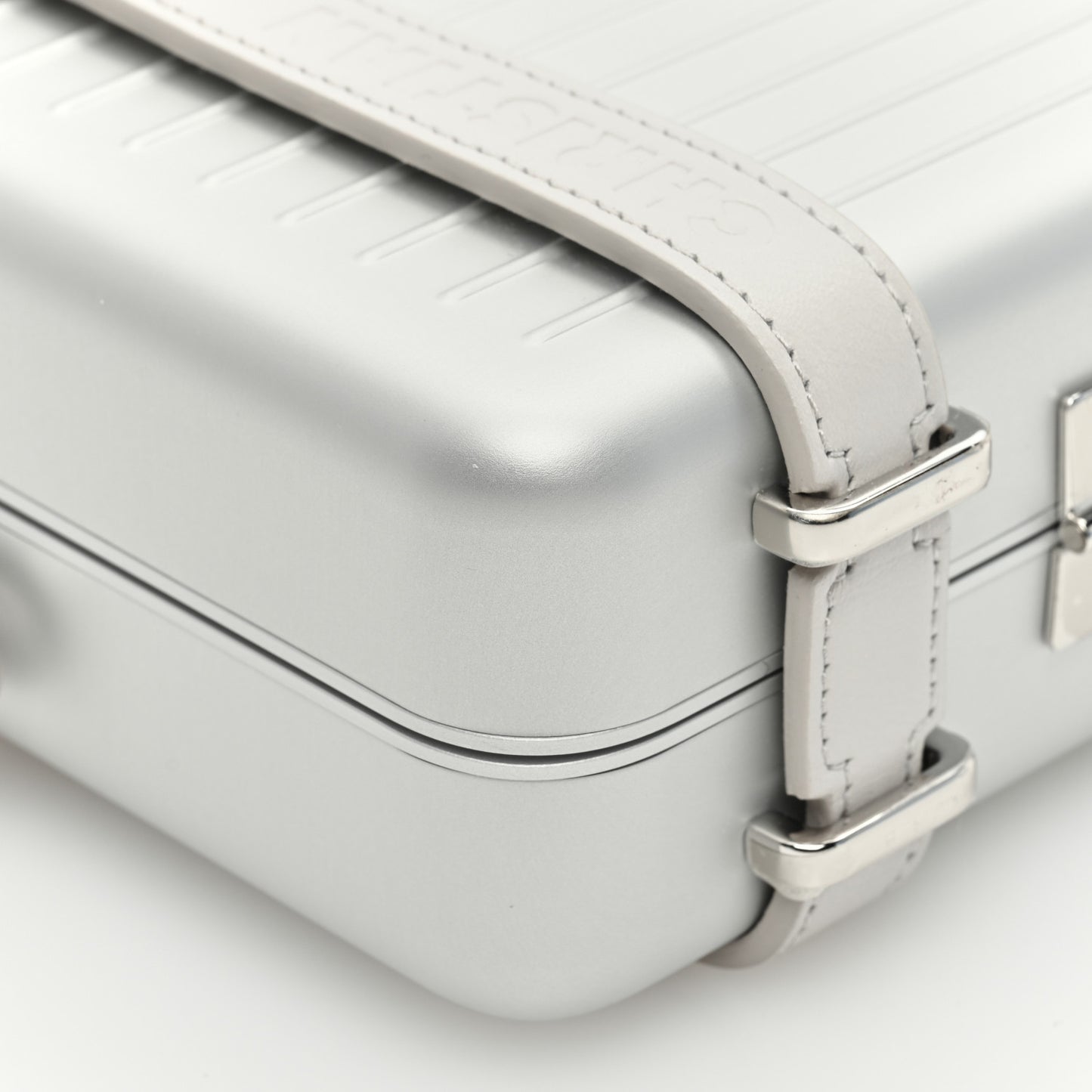 X RIMOWA Aluminum Personal Clutch On Strap Silver