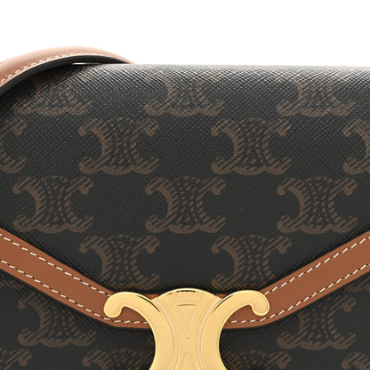 Celine Triomphe Canvas Calfskin Margo Wallet on Chain Tan 8 of 10
