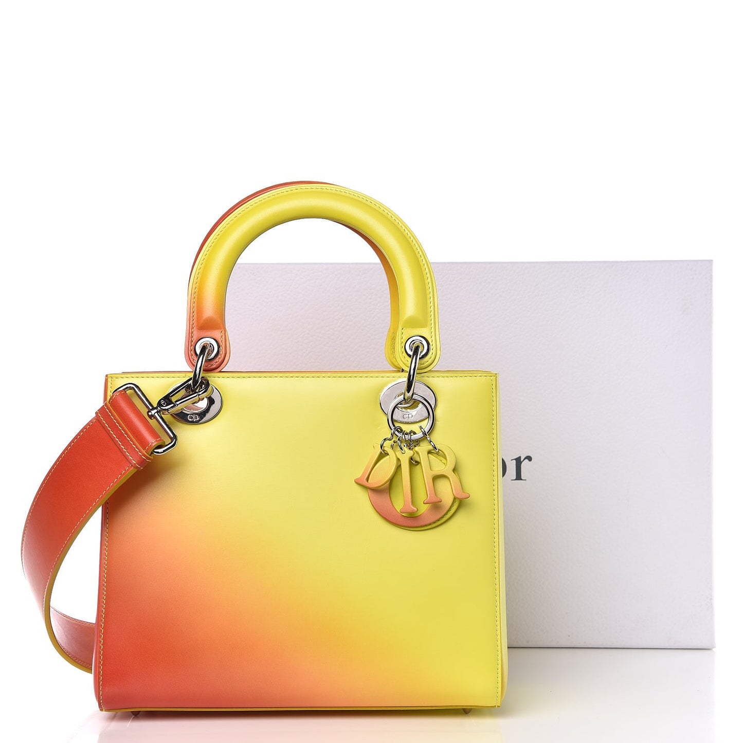 Box Calfskin Gradient Small Diorissimo Yellow Orange
