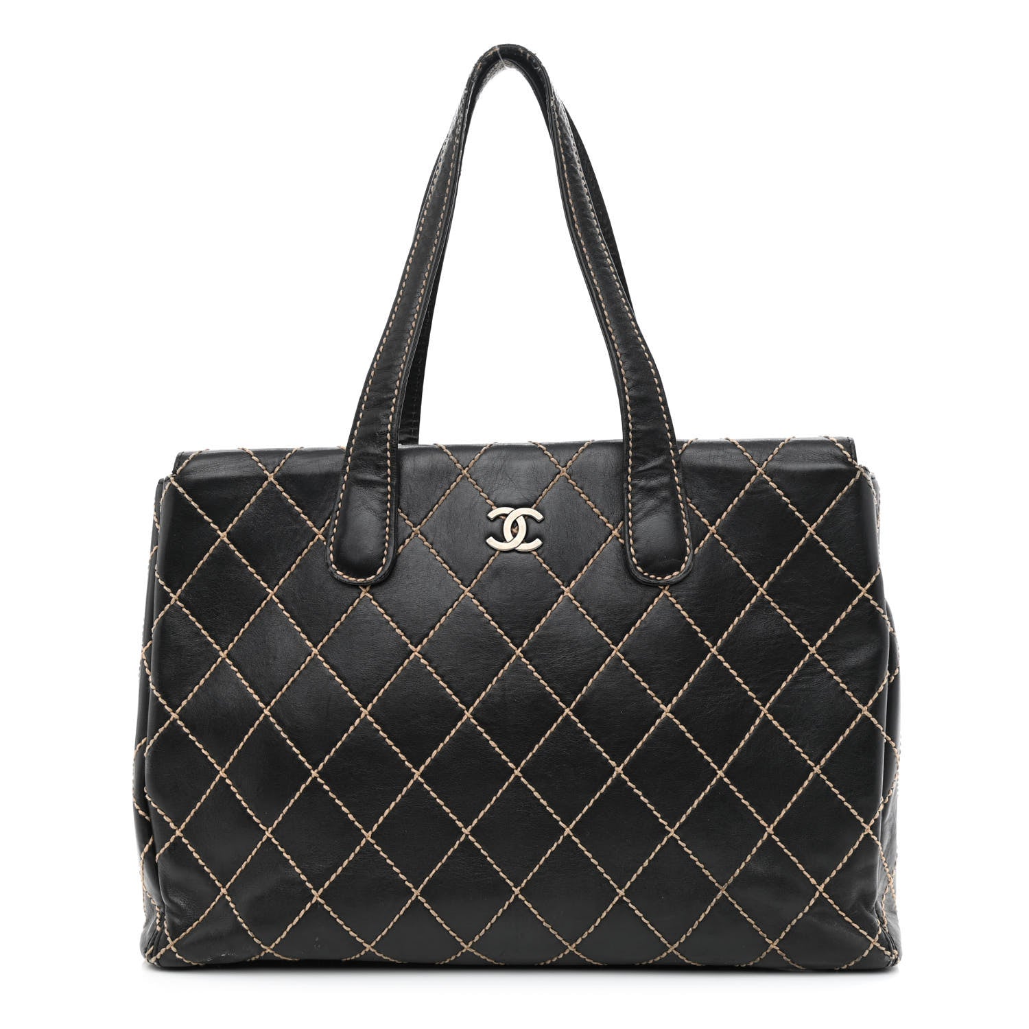 Chanel Calfskin Wild Stitch Large Tote Black 1 of 12