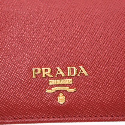 Prada Saffiano Metal Bi-Fold Card Holder Wallet Fuoco 8 of 8