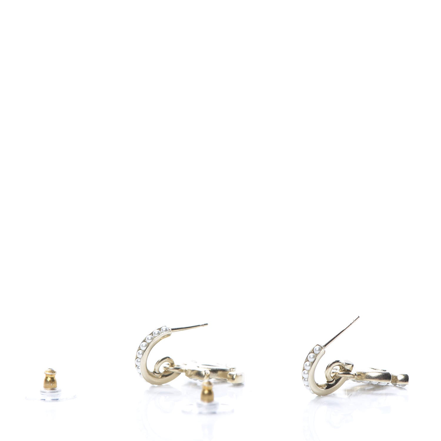 Chanel Pearl CC Hoop Drop Earring Gold 3 of 5