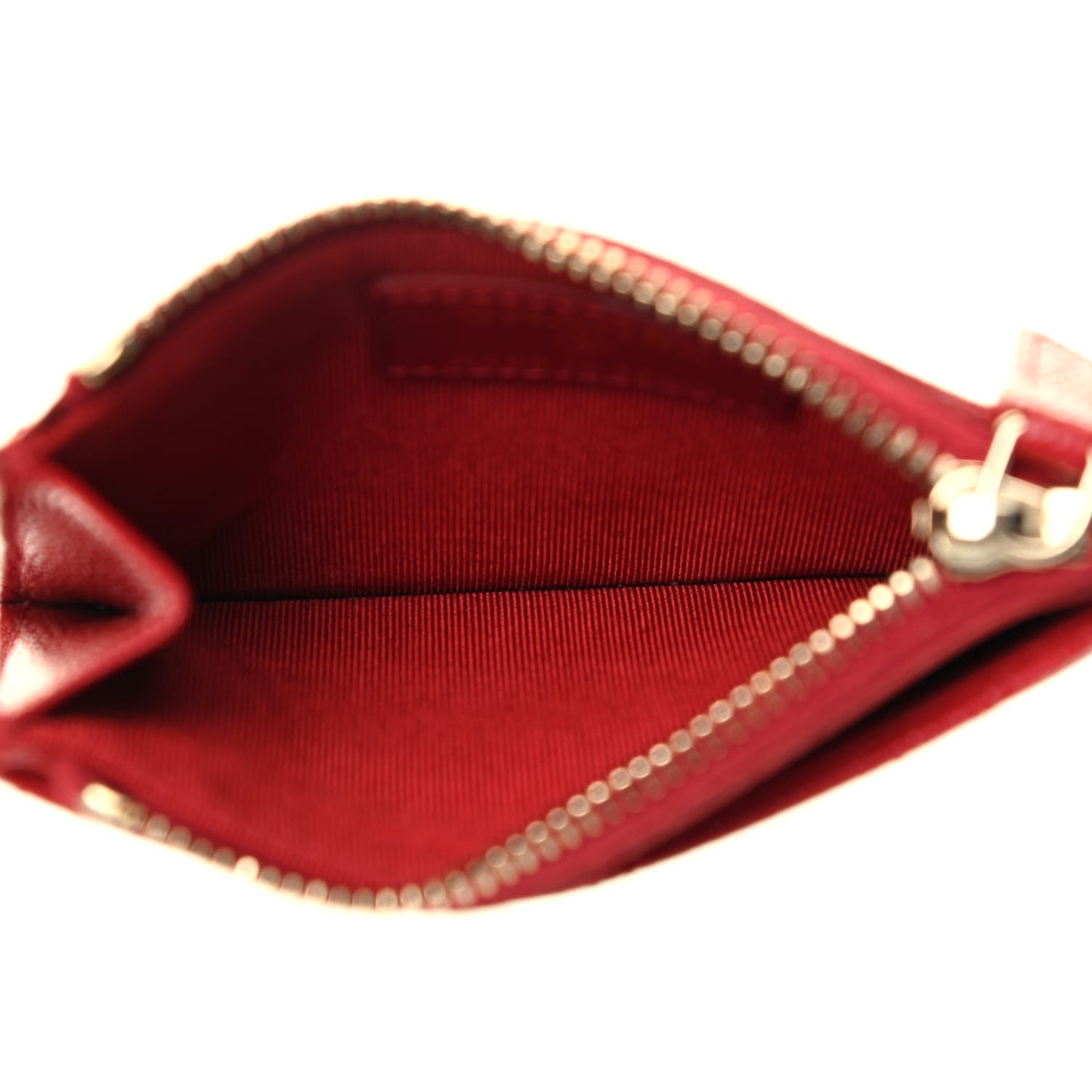 Caviar Quilted CC Zip Card Holder Red