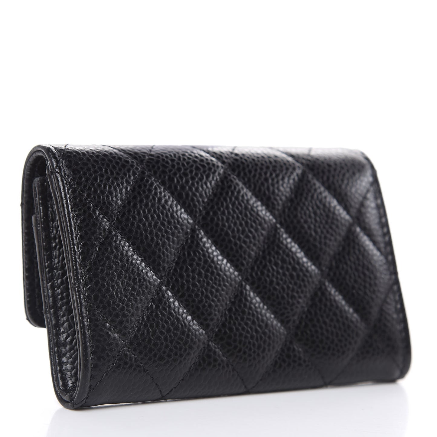 Caviar Quilted Flap Card Holder Black