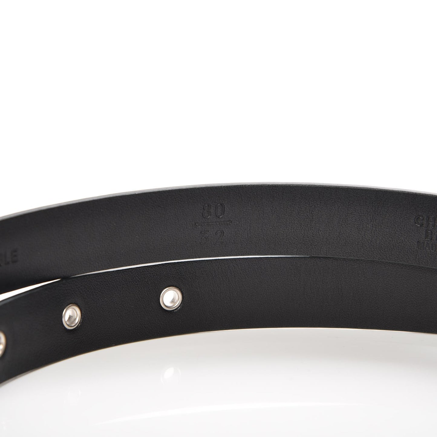 Glitter Calfskin CC Logo Skinny Belt 80 32 Charcoal