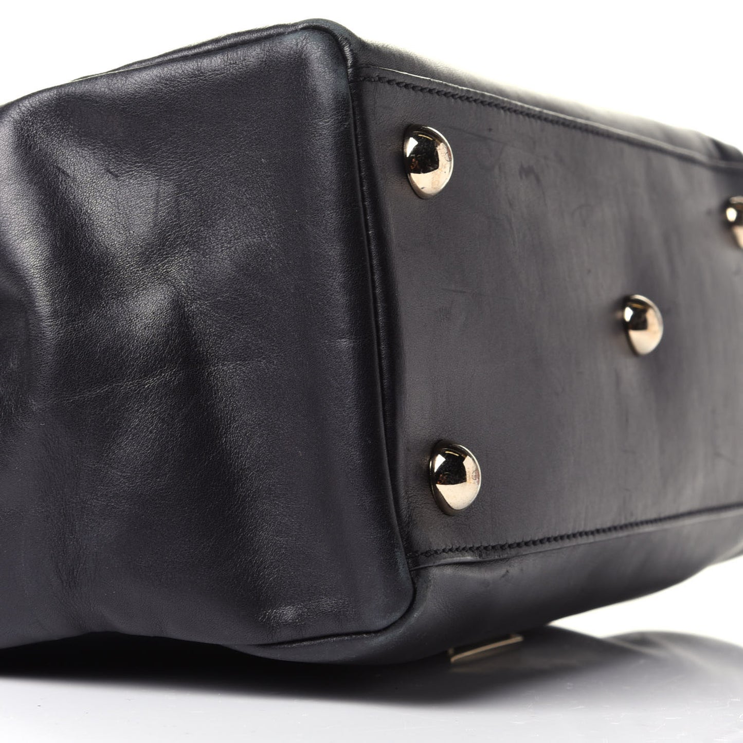 Vitello Large Rockstud Single Handle Flap Satchel Black
