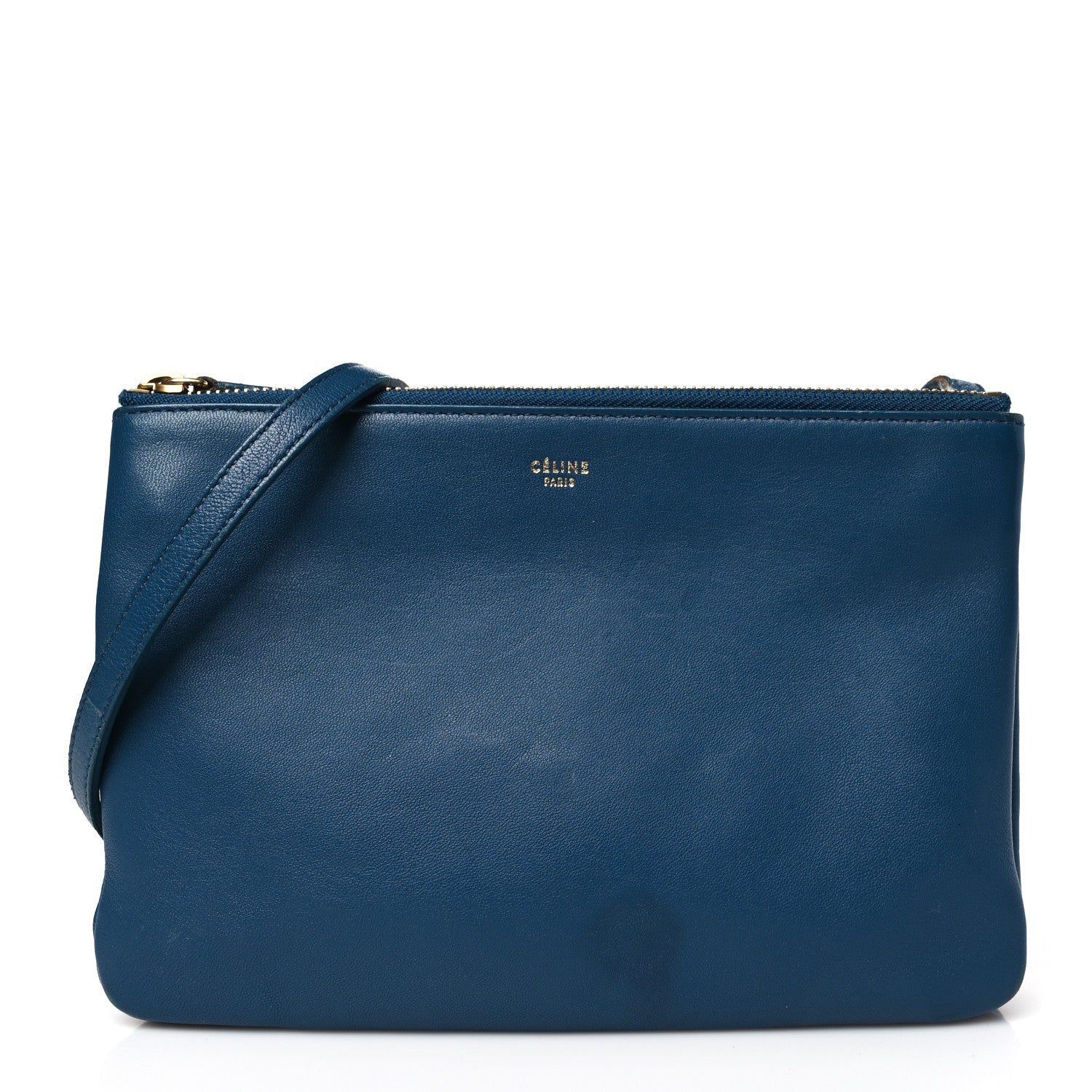 Celine Lambskin Small Trio Crossbody Metallic Blue 1 of 11