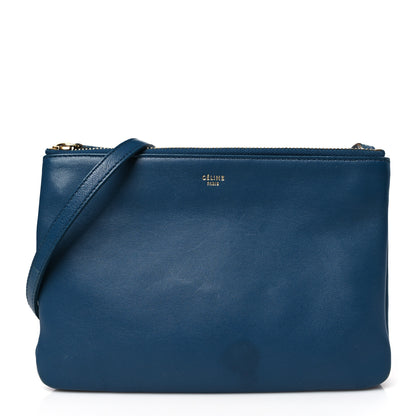 Celine Lambskin Small Trio Crossbody Metallic Blue 1 of 11