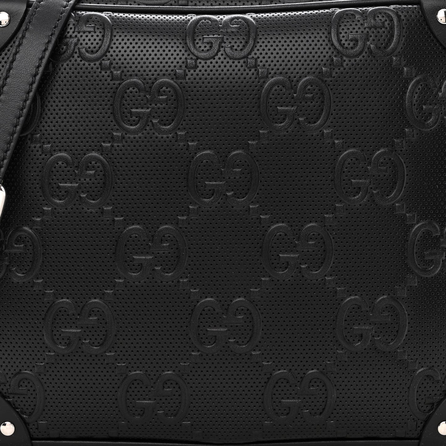 Calfskin GG Tennis Embossed Square Messenger Bag Black