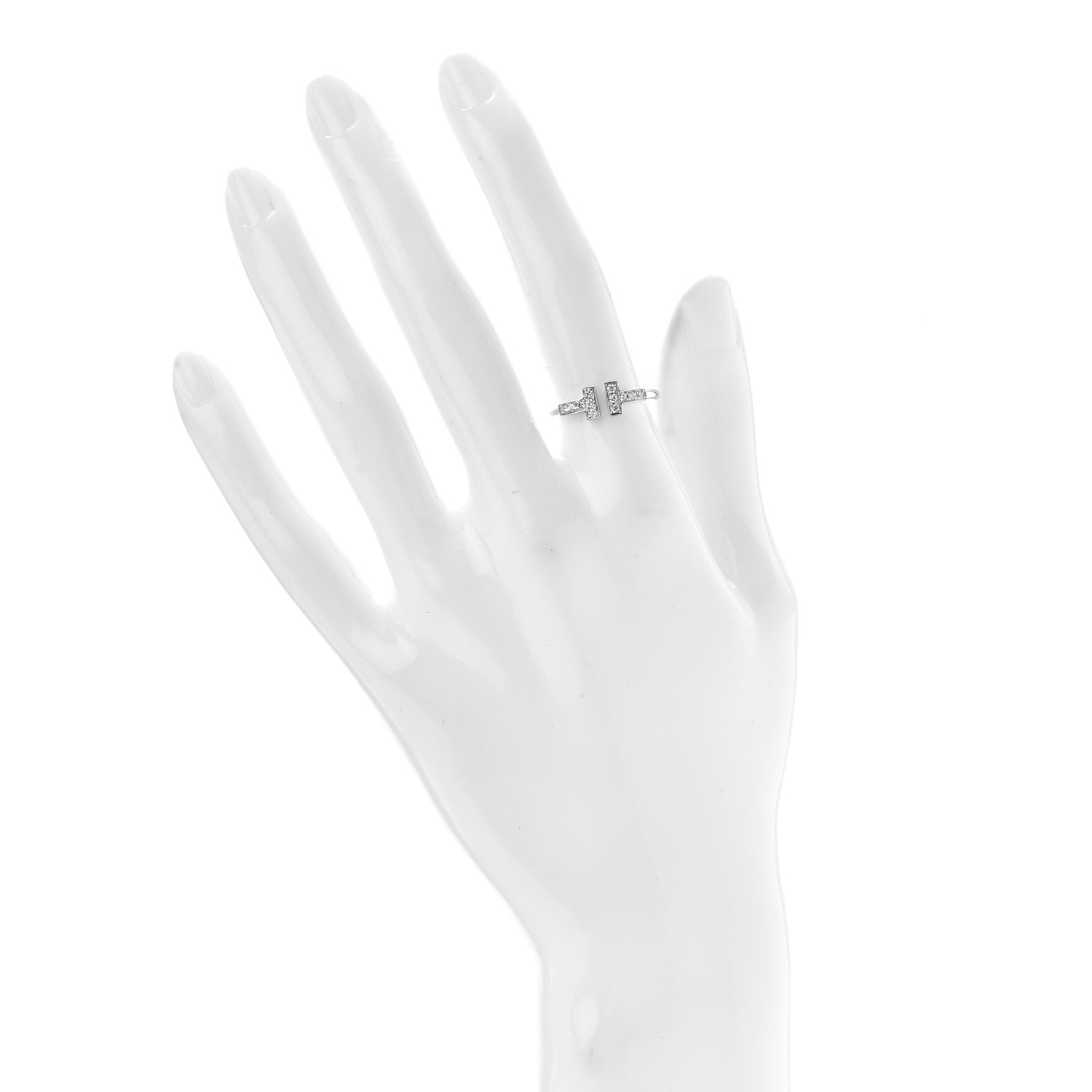 Tiffany 18K White Gold Diamond T Wire Ring 51 5.75 2 of 5