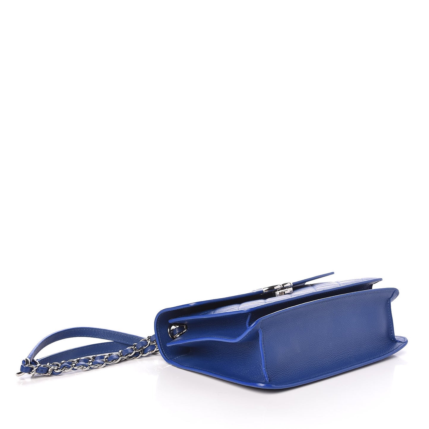 Grained Calfskin Quilted Large CC Box Flap Blue