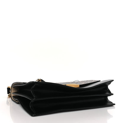 Fendi Vitello Liberty Bi-Color FF 1974 Embossed Chain Strap Kan U Shoulder Bag Black Maya 4 of 11