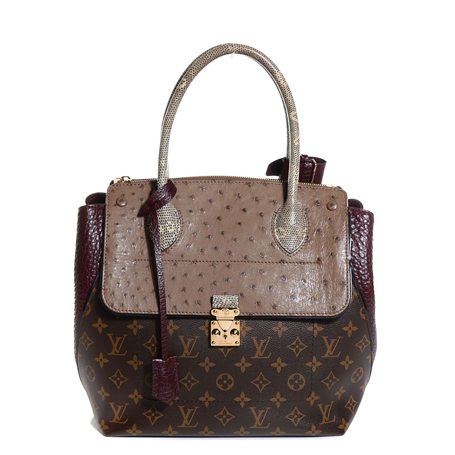 Ostrich Python Majestueux Tote MM Bordeaux