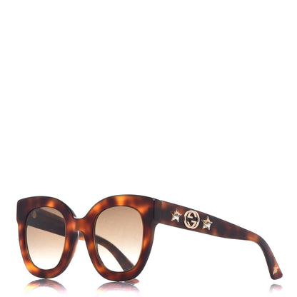 Gucci Round Frame Star Sunglasses GG0208S Tortoise 1 of 8