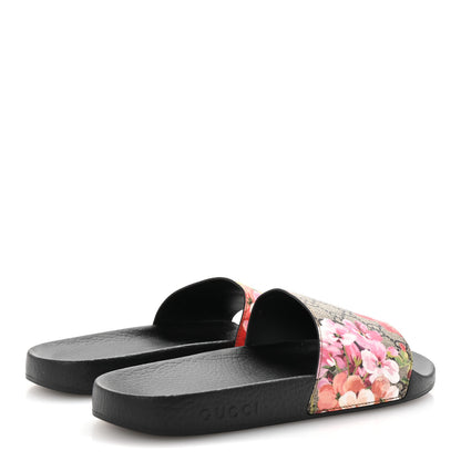 Gucci GG Supreme Monogram Blooms Slide Sandals 41 Beige Multicolor 5 of 9