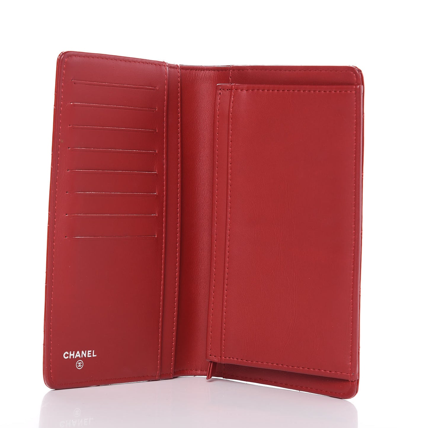 Patent Quilted Brilliant Yen Wallet Red