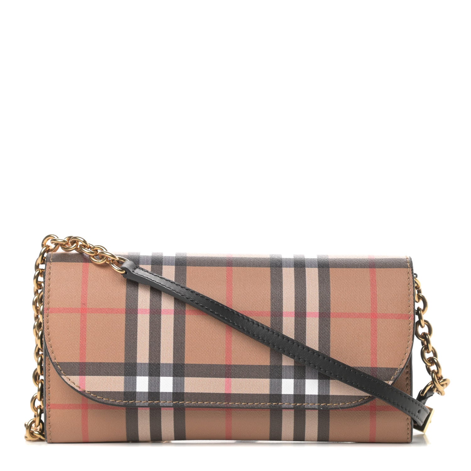 Burberry Vintage Check Henley Wallet On Chain Black 1 of 11