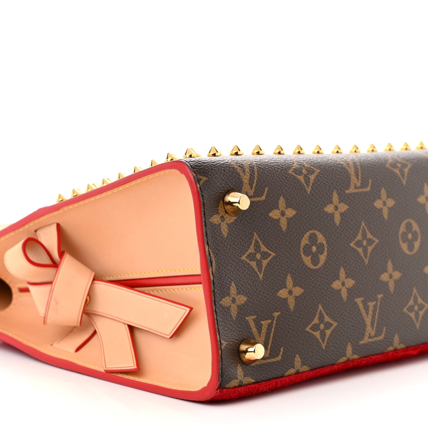 Monogram Calf Hair Spikes Iconoclasts Christian Louboutin Tote Red