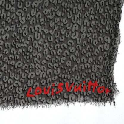 Louis Vuitton Cashmere Silk Leopard Stole Gres 4 of 7