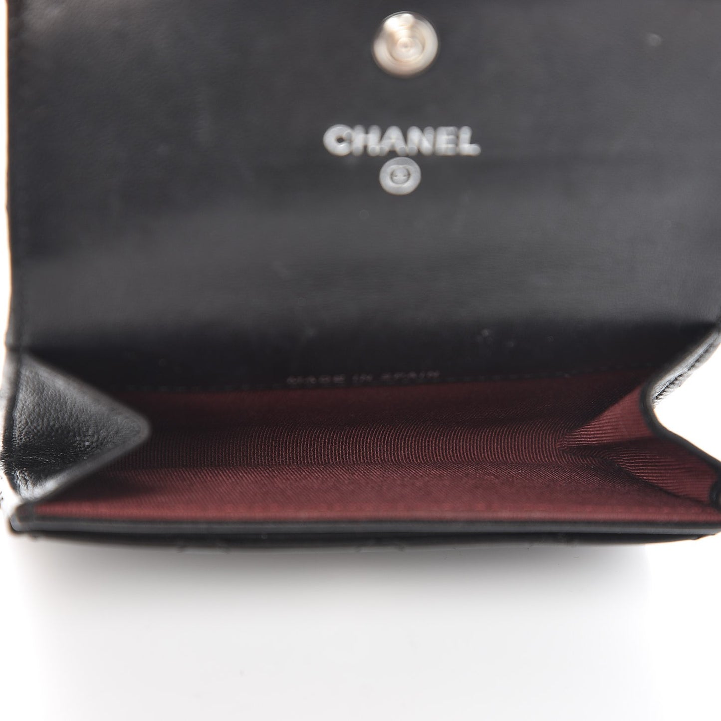 Lambskin Quilted Flap Card Holder Black