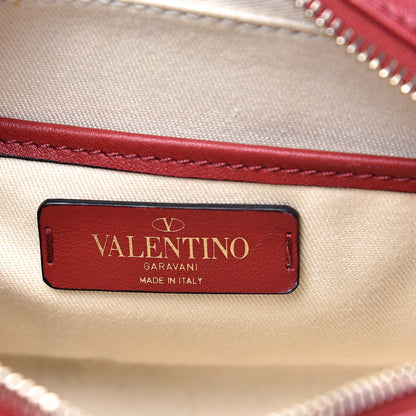 Valentino Garavani Calfskin Canvas Zig Zag Print Rockstud Flip Lock Camera Crossbody Bag Red Blue 5 of 11