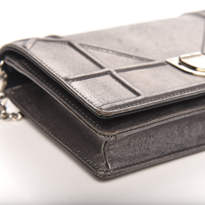 Christian Dior Metallic Brushed Calfskin Diorama Wallet on Chain Pouch Gunmetal 8 of 12