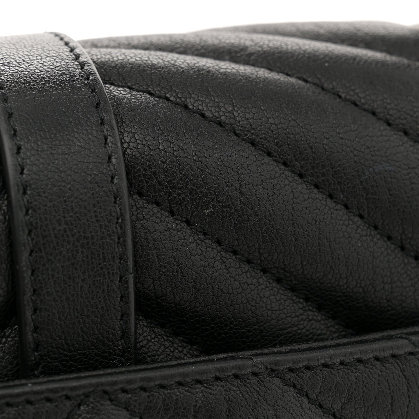Sheepskin Matelasse Chevron Monogram Medium College Bag Black