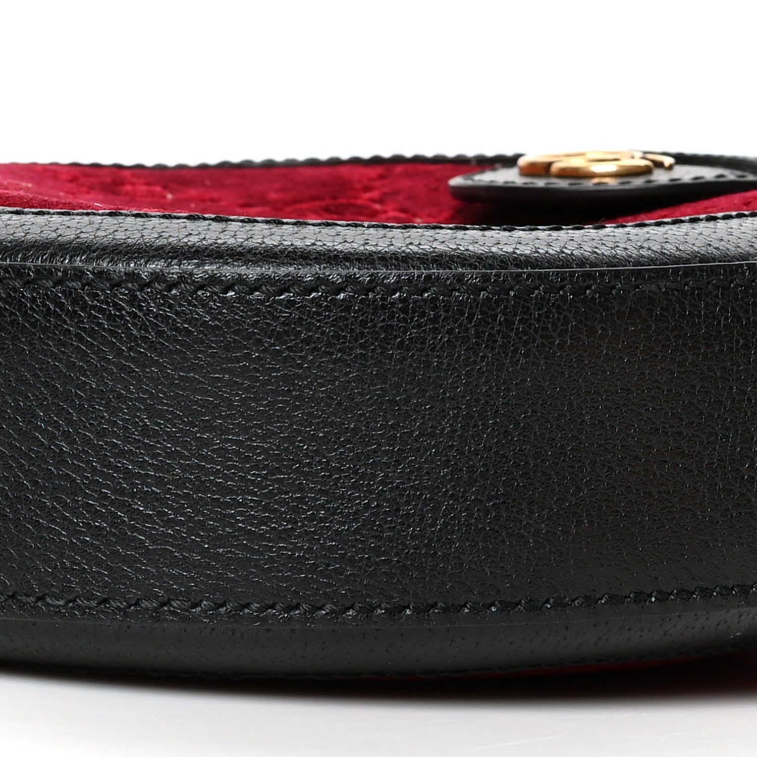 Gucci Velvet GG Monogram Textured Calfskin Round Shoulder Bag Red Cipria Black 11 of 11