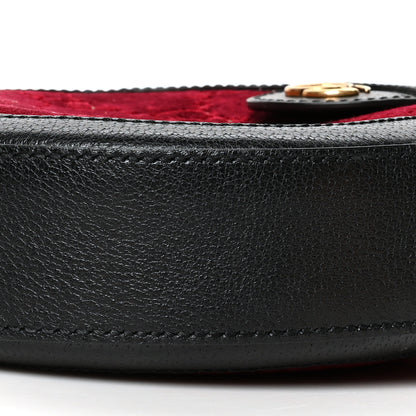 Gucci Velvet GG Monogram Textured Calfskin Round Shoulder Bag Red Cipria Black 11 of 11