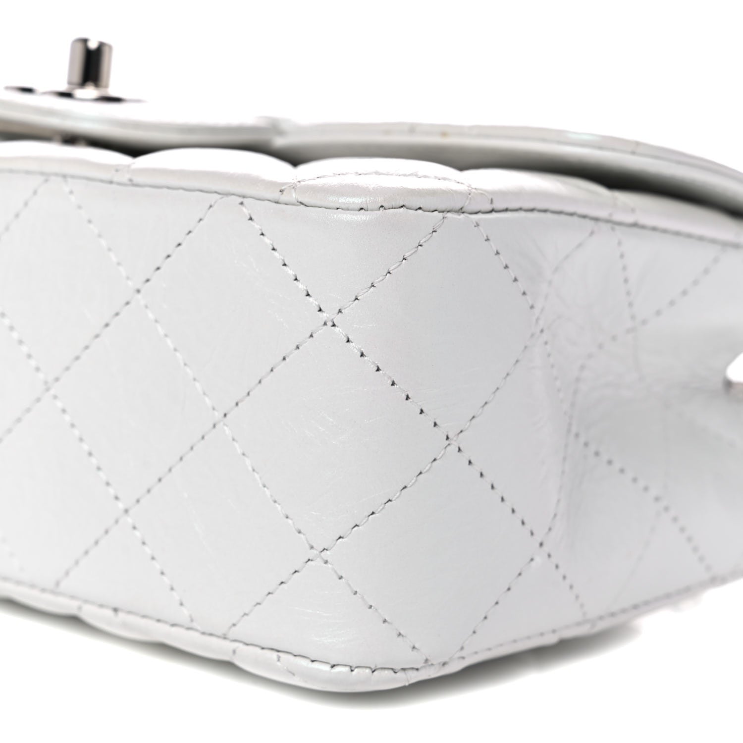 Chanel Iridescent Crumpled Calfskin Quilted Mini Rectangular Flap White 8 of 10